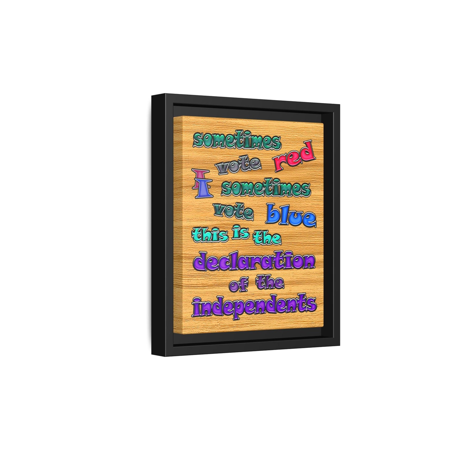 declaration of the independents - framed canvas art (butterscotch wood finish)