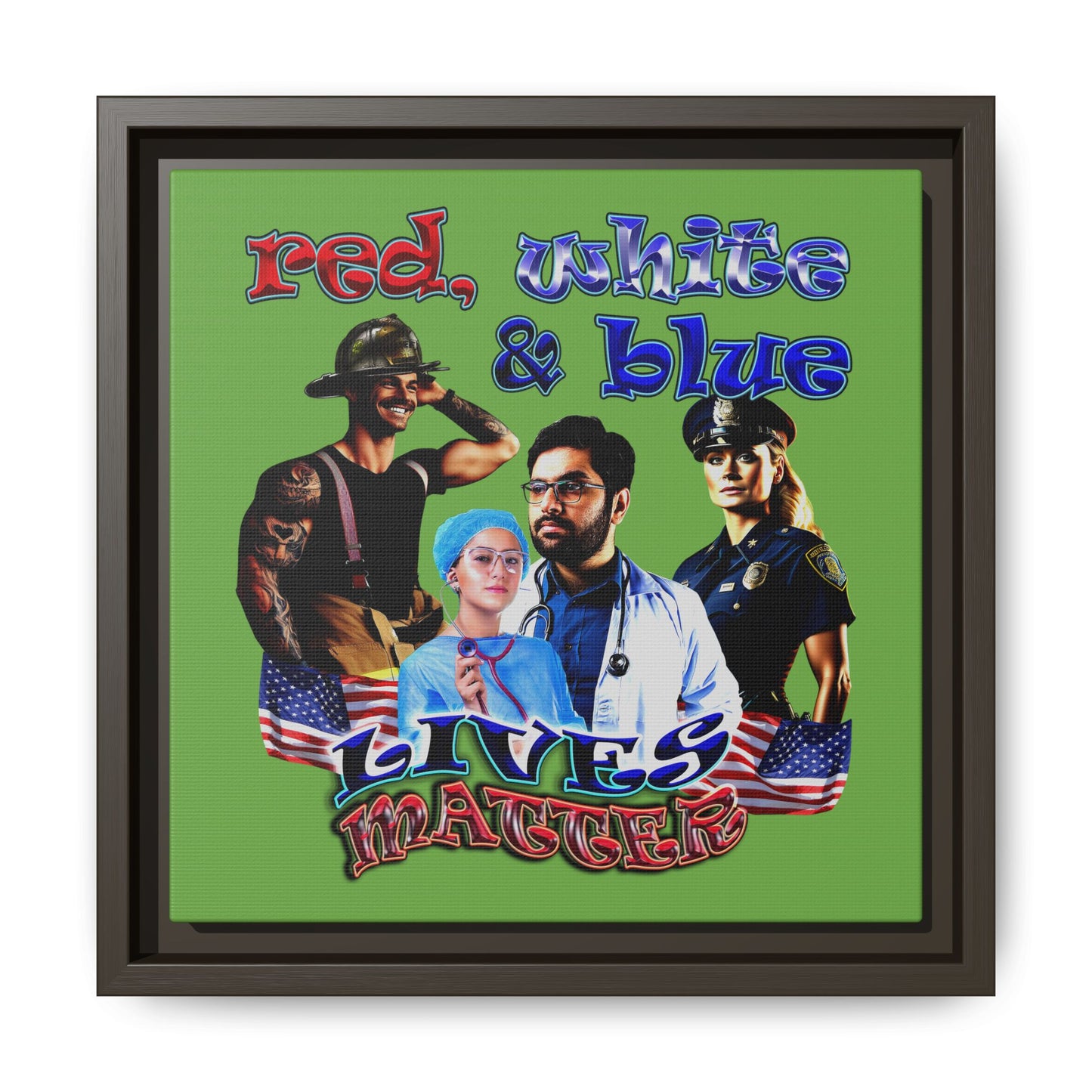 rw&b lives matter - framed canvas art (green)