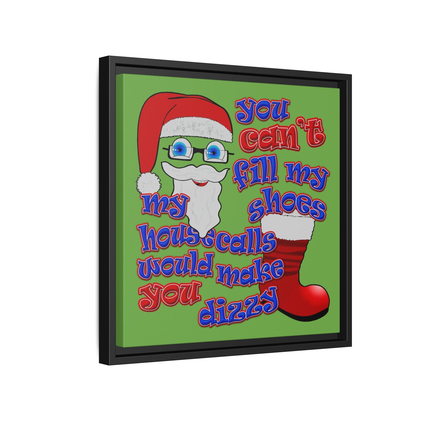 santa's shoes - framed canvas art (green)