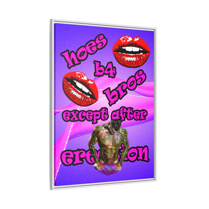 hoes b4 bros - framed canvas art (purple-pink wave)