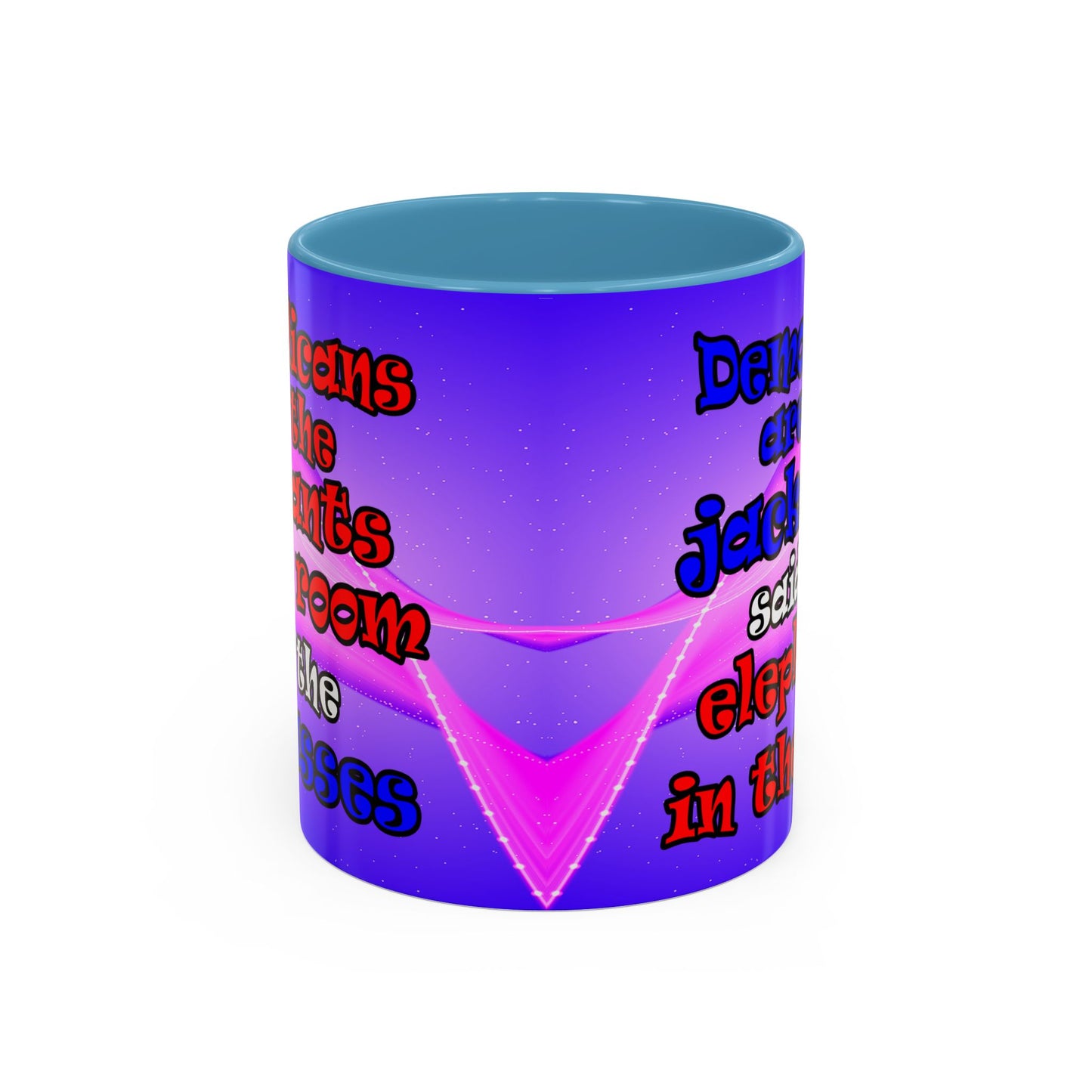 donkeys and elephants - Accent Mug (purple-pink wave)