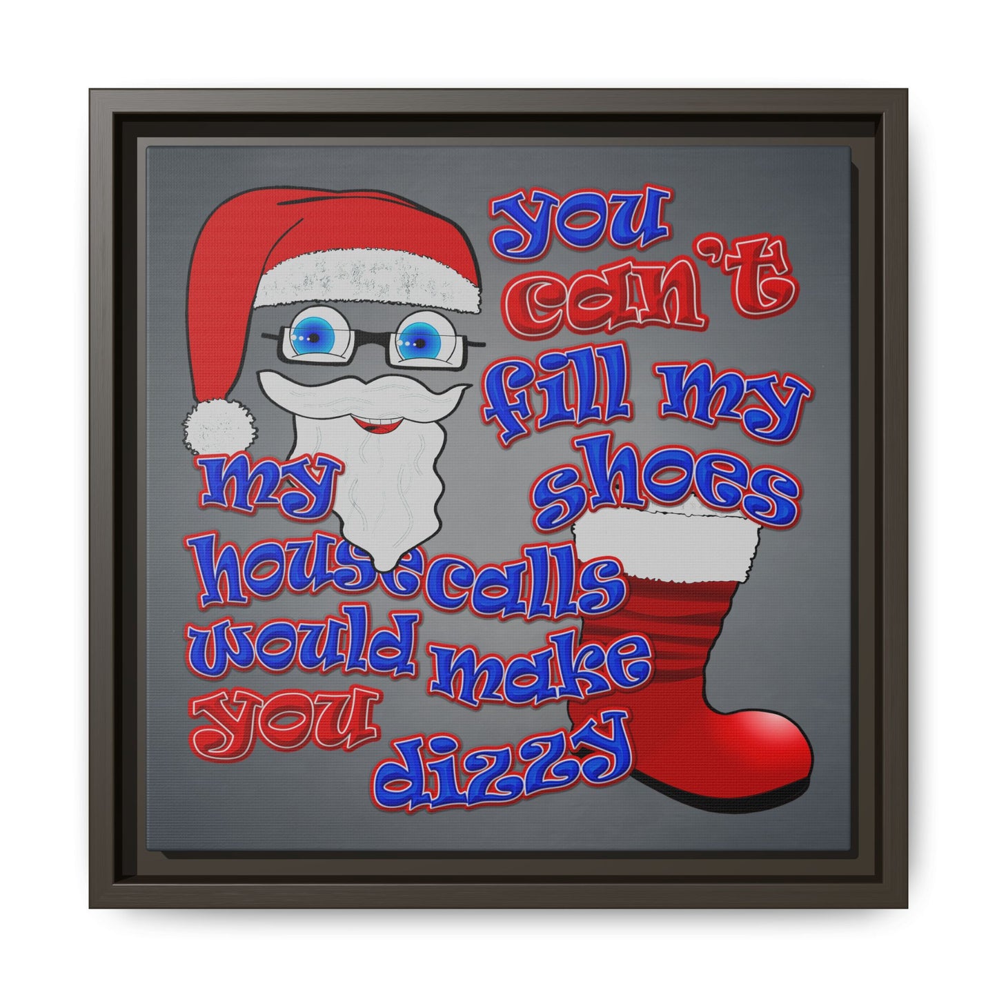 santa's shoes - framed canvas art (grey-light grey)
