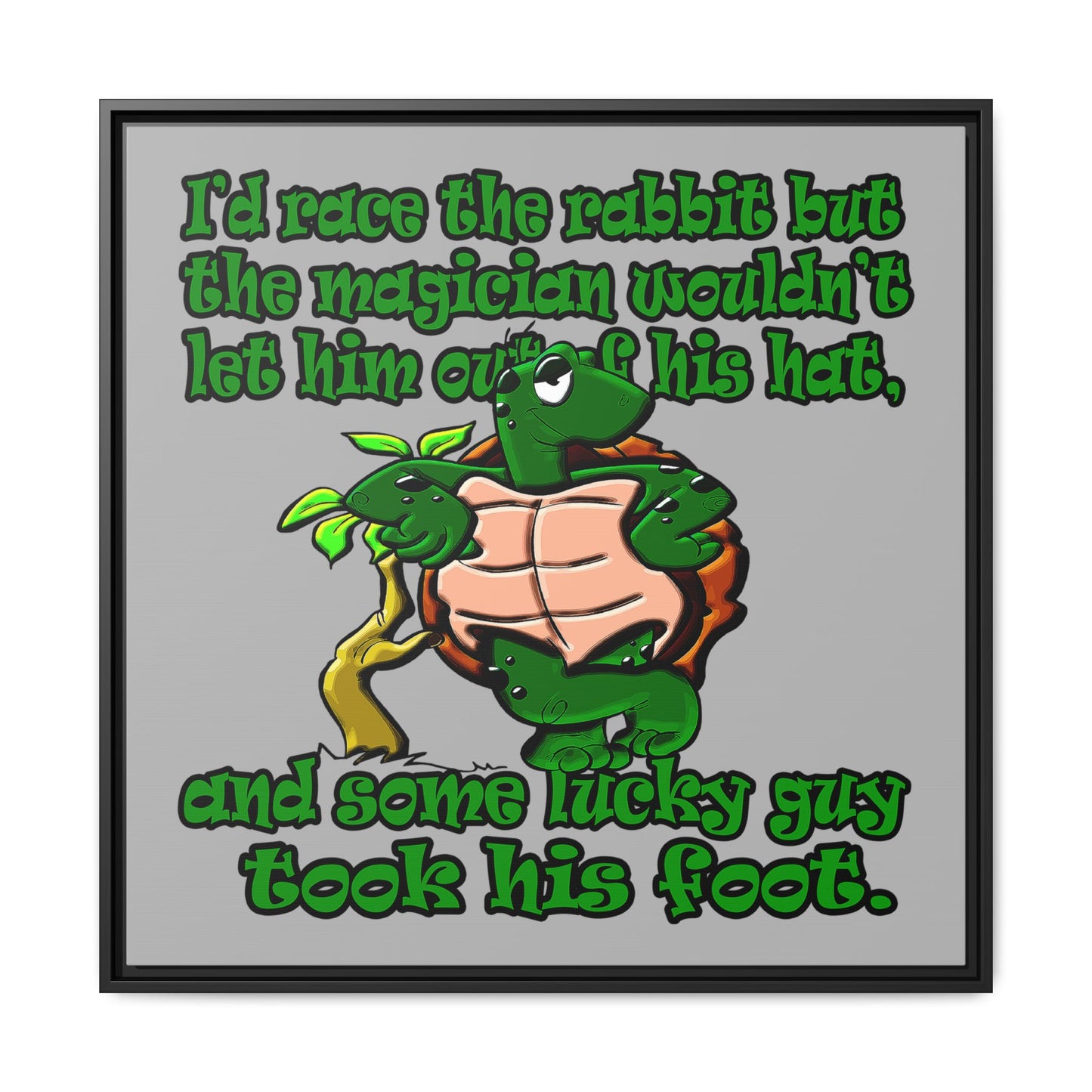 turtle race - framed canvas art (light grey)