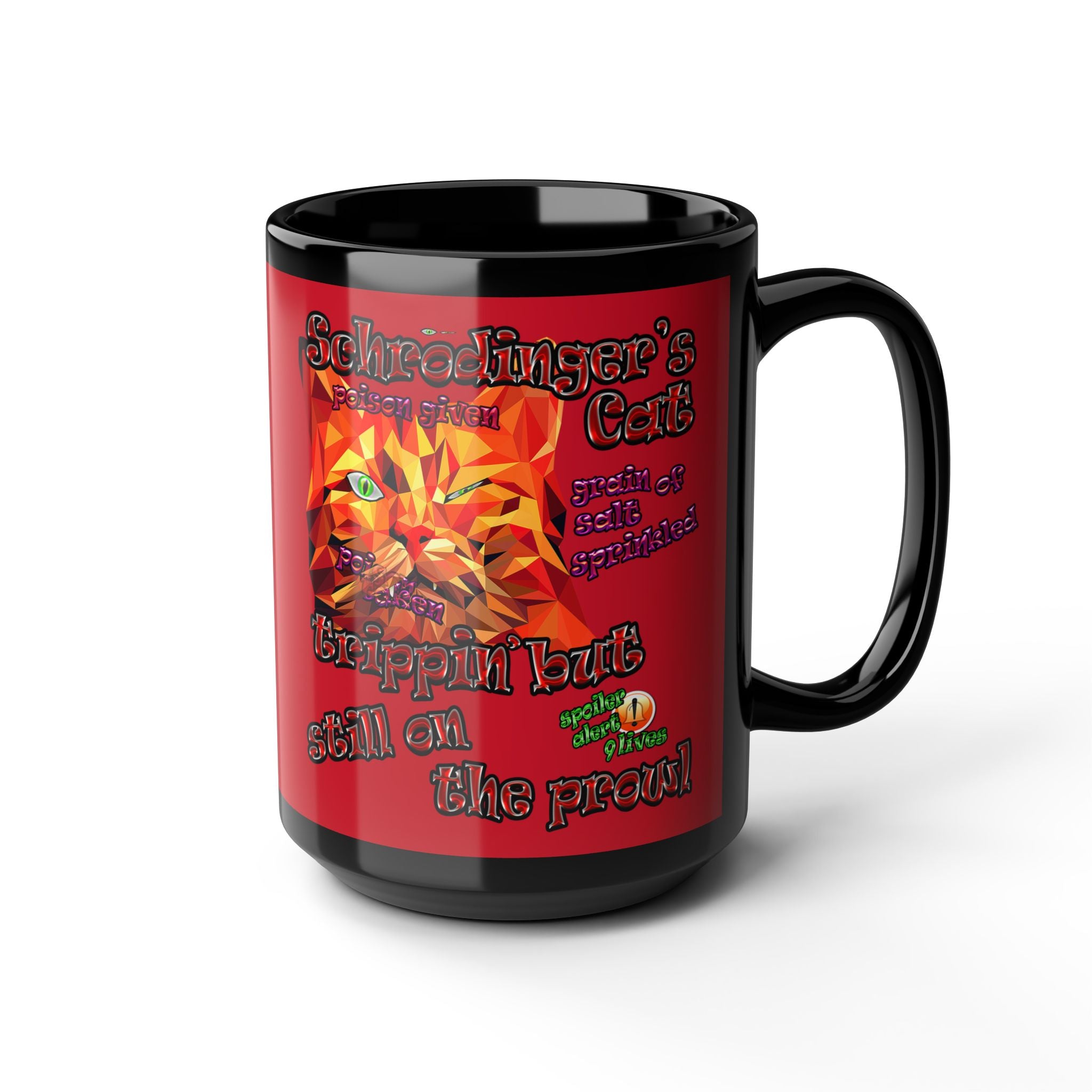 schrodinger's cat - Black Mug (dark red)