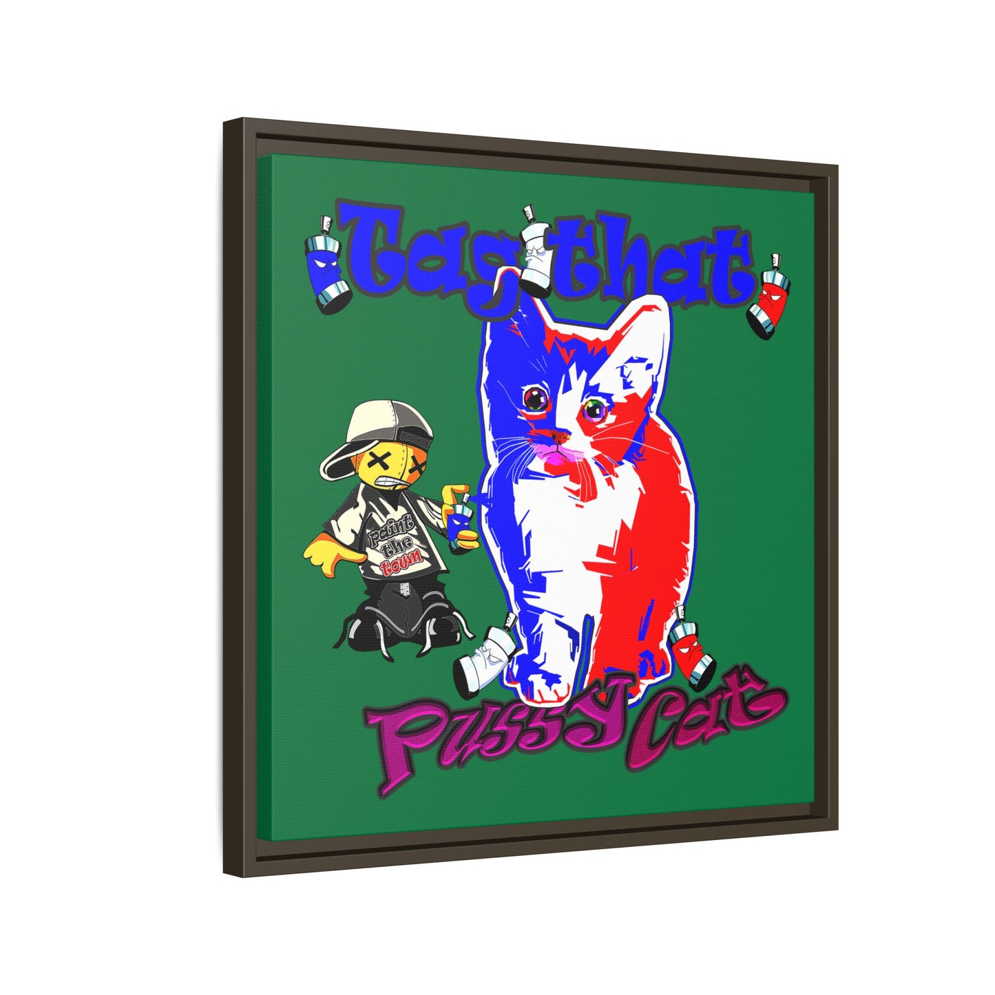 tag that - framed canvas art (dark green)