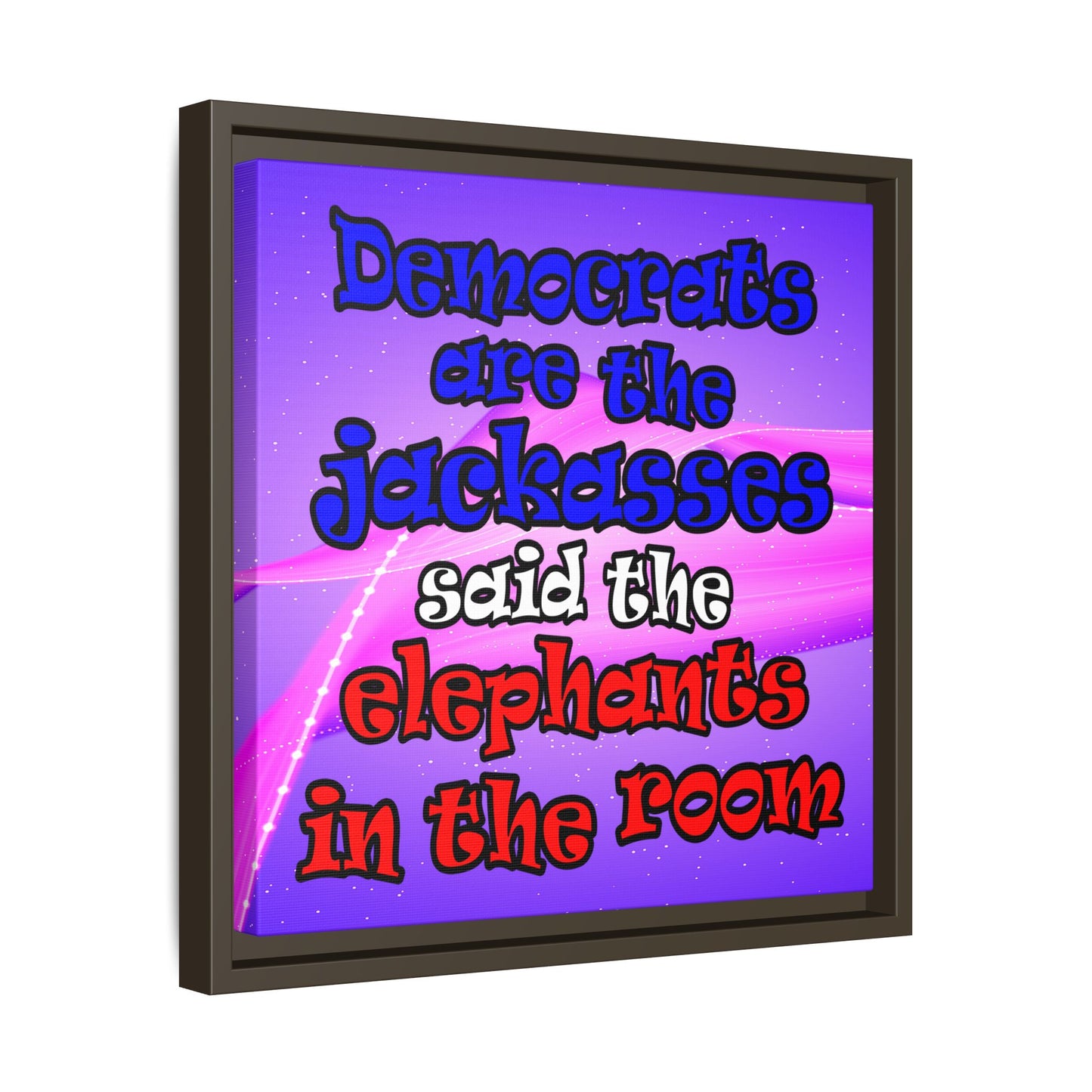 donkeys and elephants - framed canvas art (purple-pink wave)