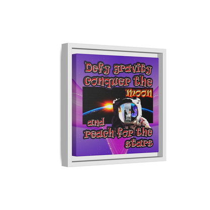 defy conquer reach - framed canvas art (purple-pink wave)