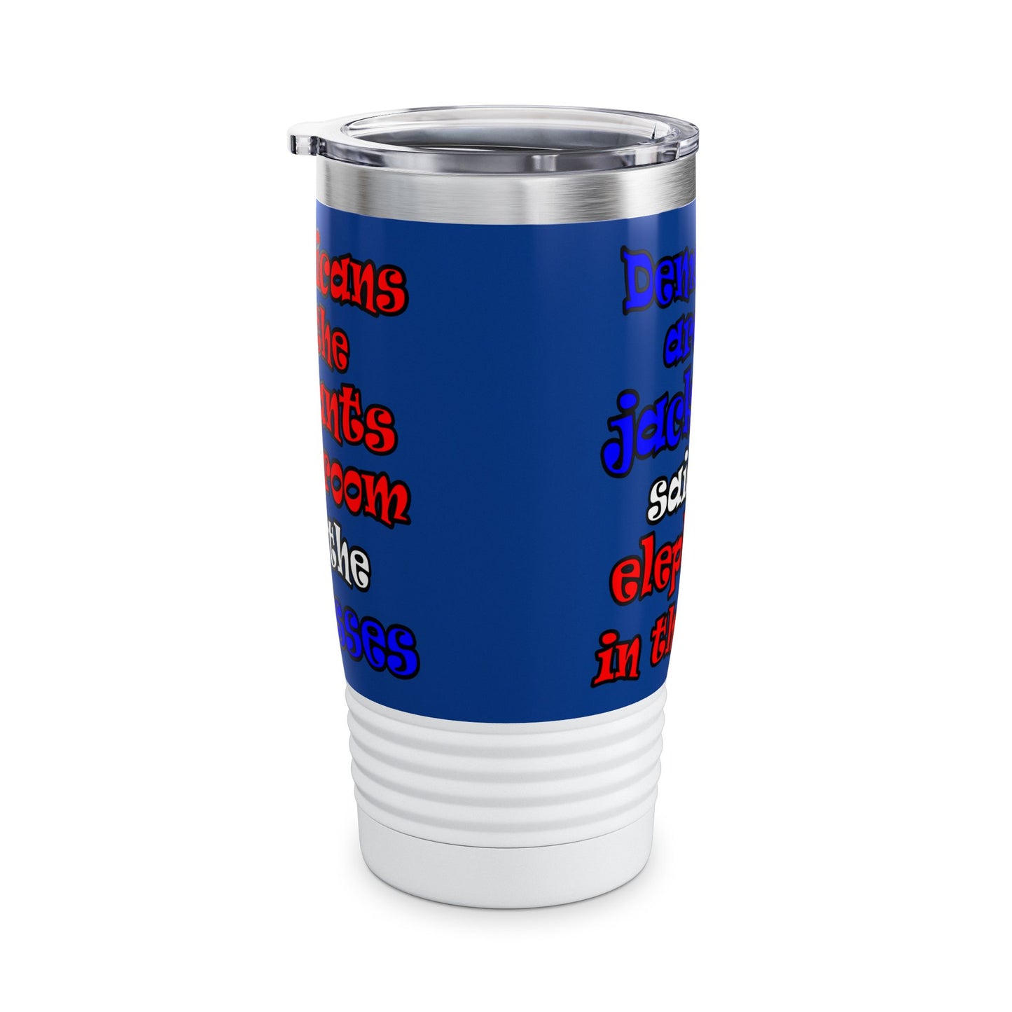 donkeys and elephants - Ringneck Tumbler, 20oz (dark blue)