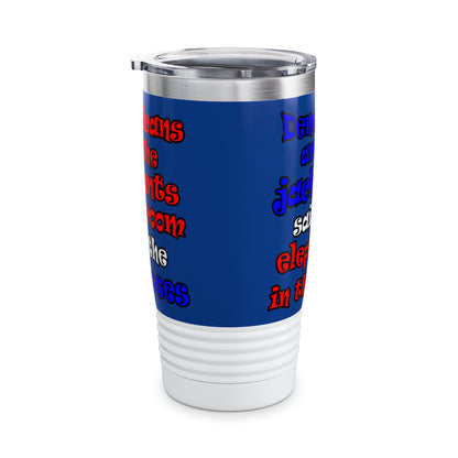 donkeys and elephants - Ringneck Tumbler, 20oz (dark blue)