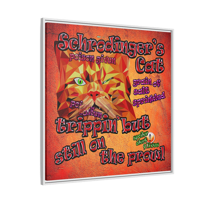schrodinger's cat - framed canvas art (burnt orange)