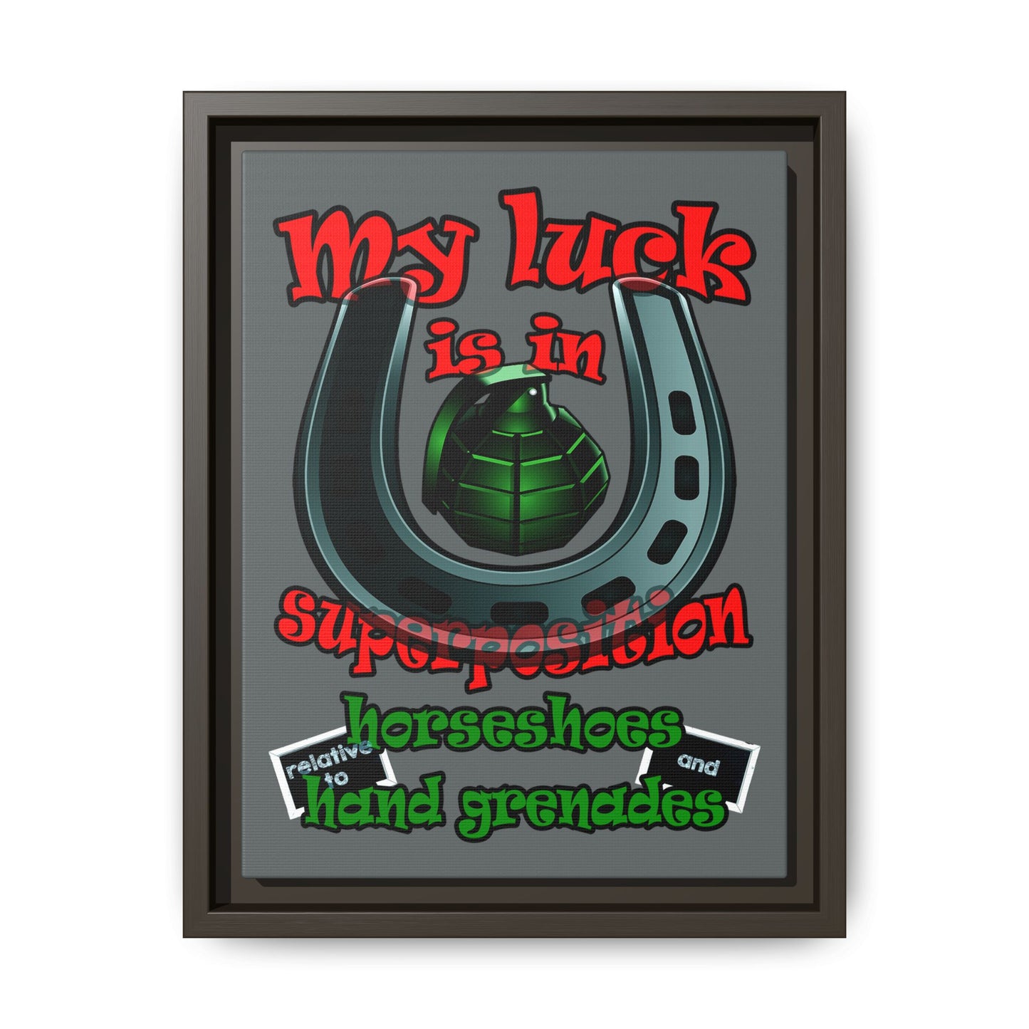 my luck - framed canvas art (dark grey)