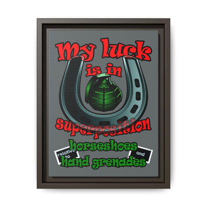 my luck - framed canvas art (dark grey)