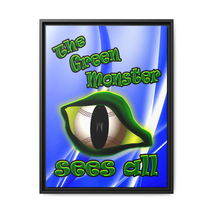 green monster - framed canvas art (blue-white wave)