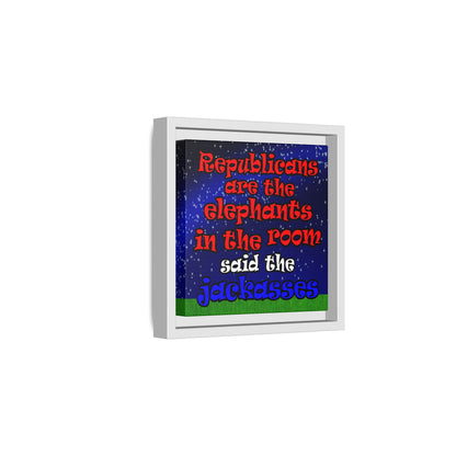 donkeys and elephants - framed canvas art ('snoops' background)