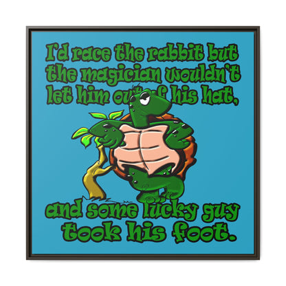 turtle race - framed canvas art (turquoise)