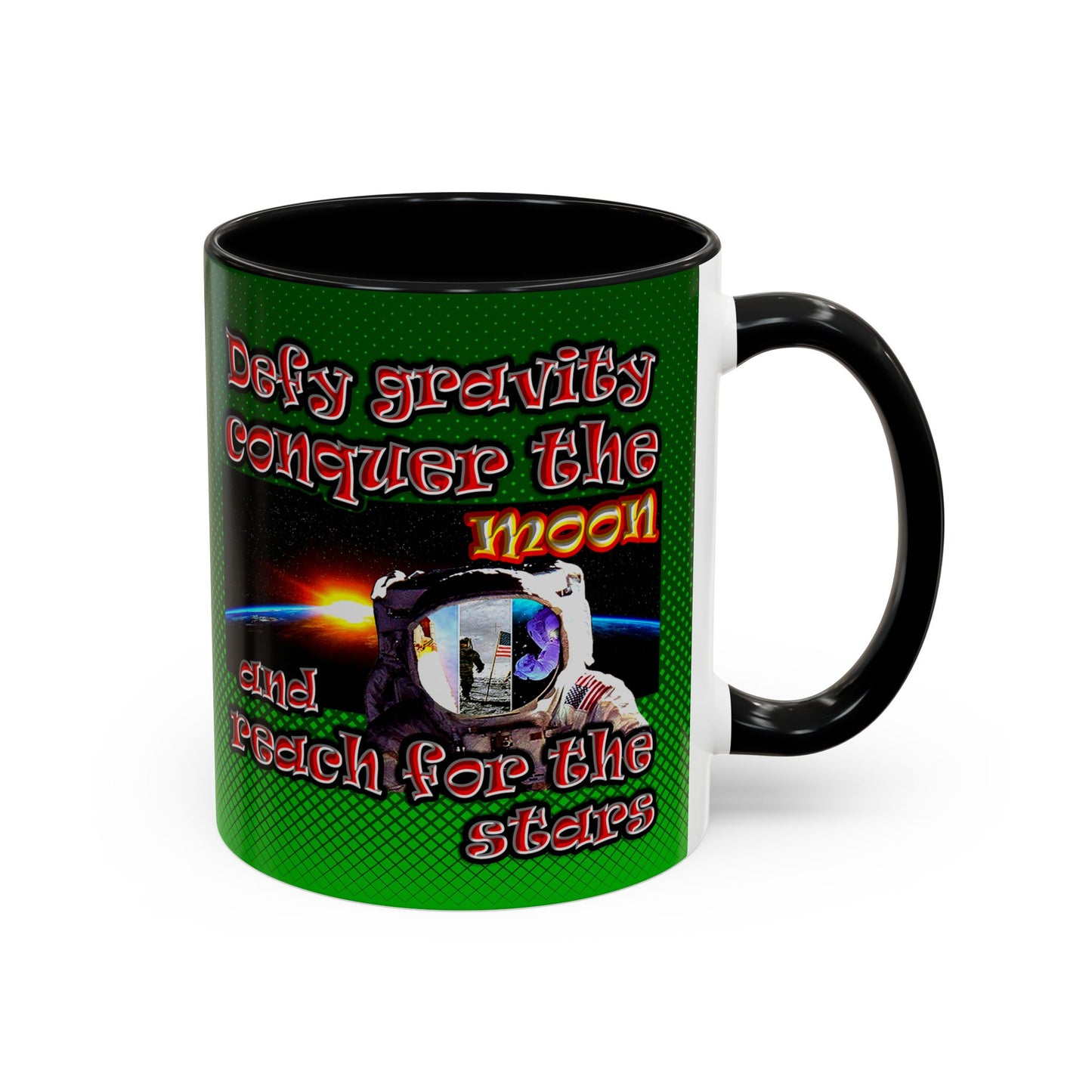 defy conquer reach - Accent Mug (logo green)