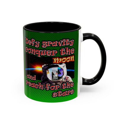 defy conquer reach - Accent Mug (logo green)