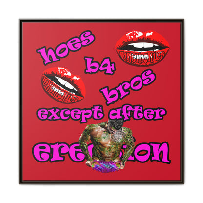 hoes b4 bros - framed canvas art (dark red)