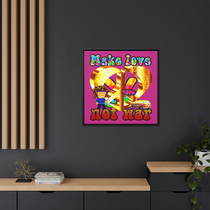 love peace - framed canvas art (pink)