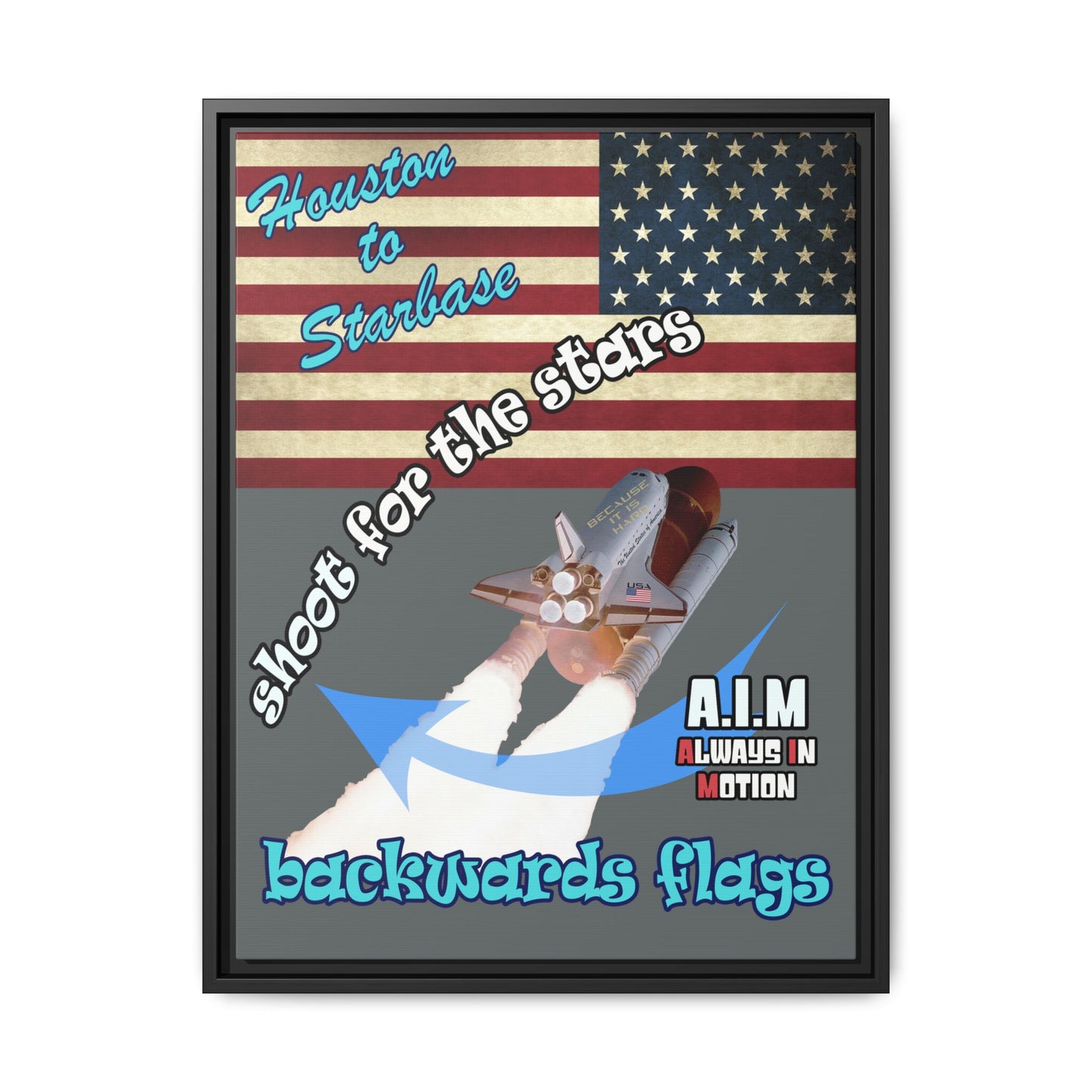 shoot for the stars - framed canvas art (dark grey)