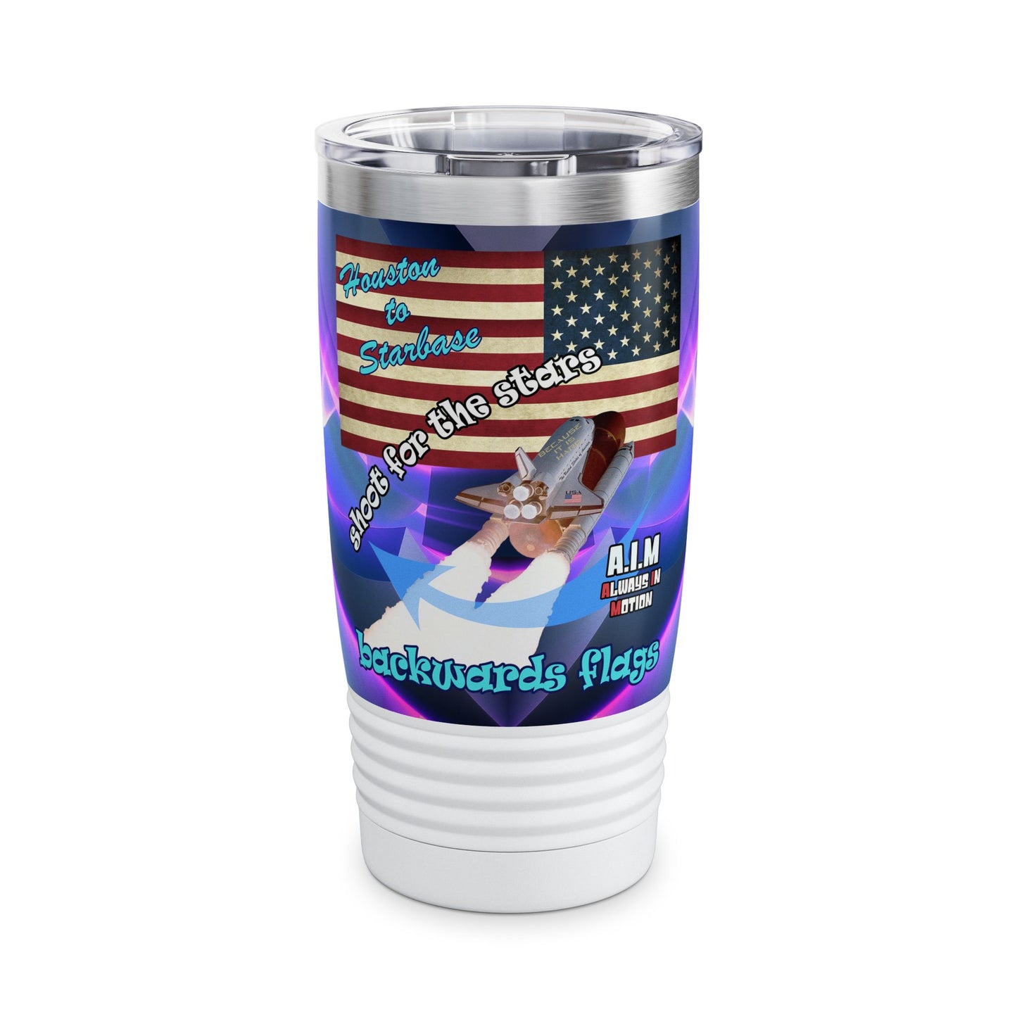 shoot for the stars - Ringneck Tumbler, 20oz (grey-pink wave)