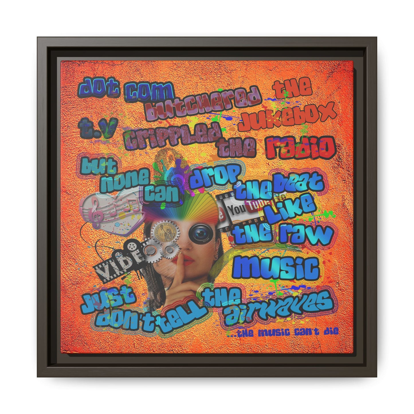 drop the beat - framed canvas art (burnt orange)