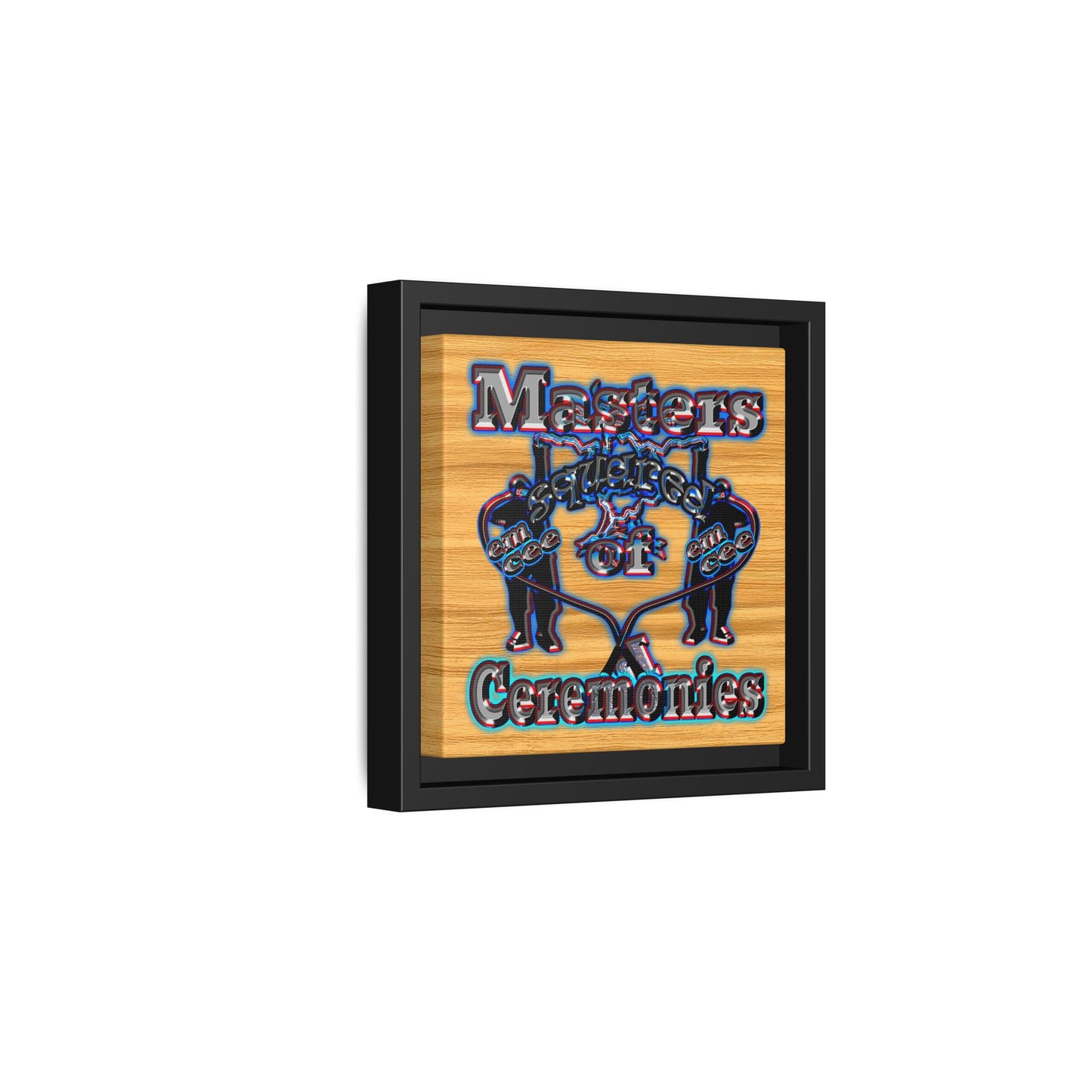 em cee squared - framed canvas art (butterscotch wood finish)