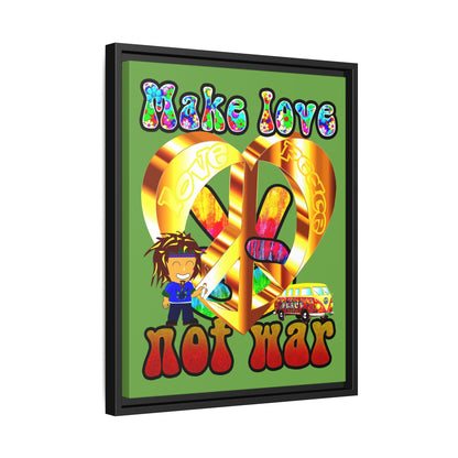 love peace - framed canvas art (green)