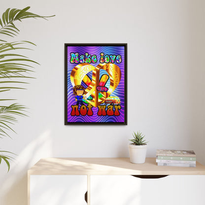 love peace - framed canvas art (purple wave)