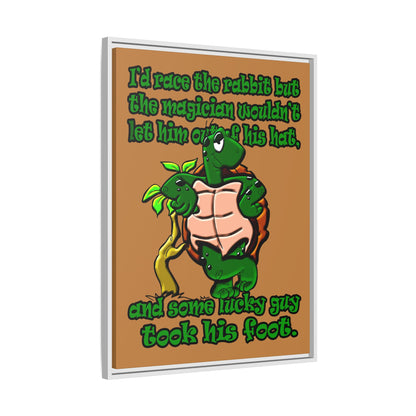 turtle race - framed canvas art (light brown)