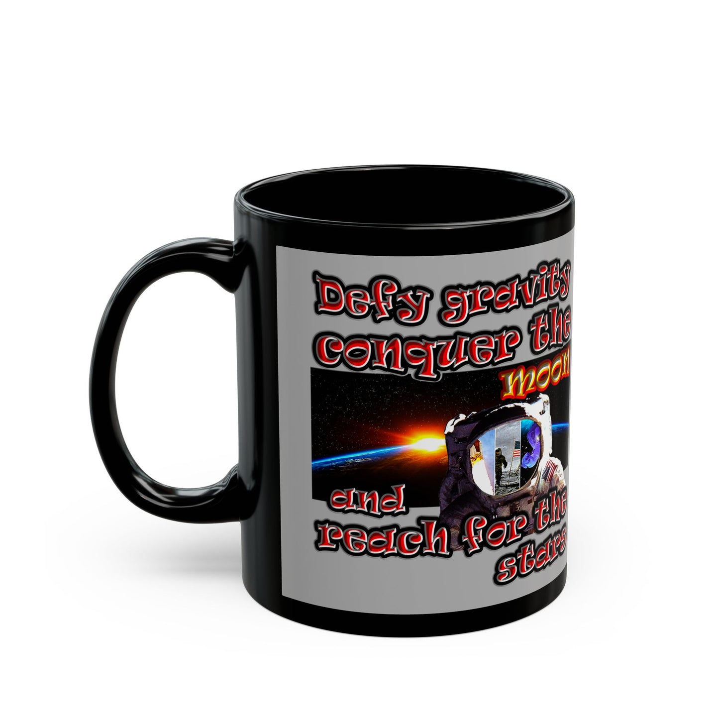 defy conquer reach - Black Mug (light grey)