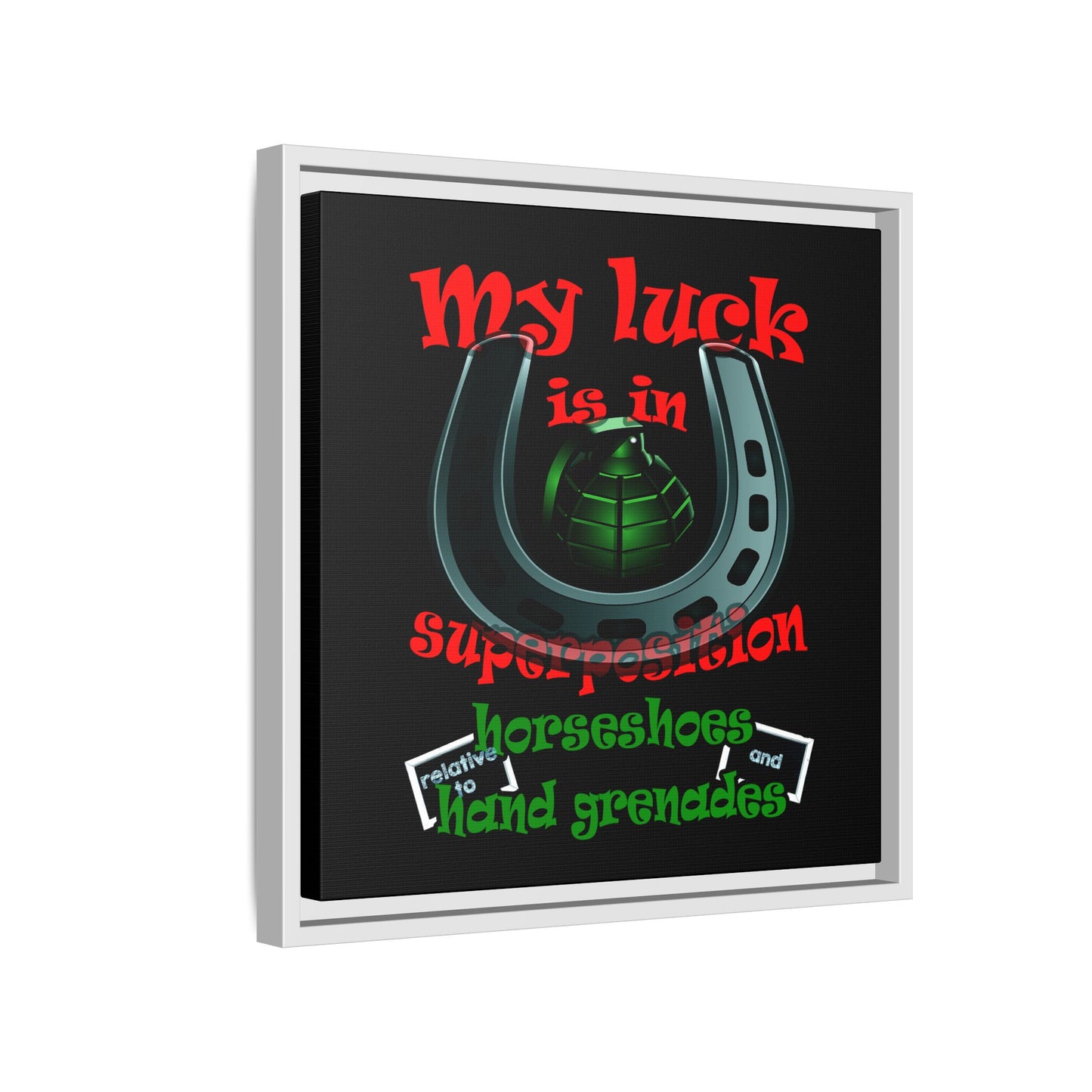 my luck - framed canvas art (black)