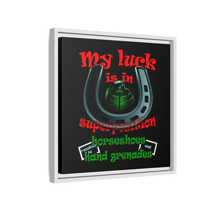 my luck - framed canvas art (black)