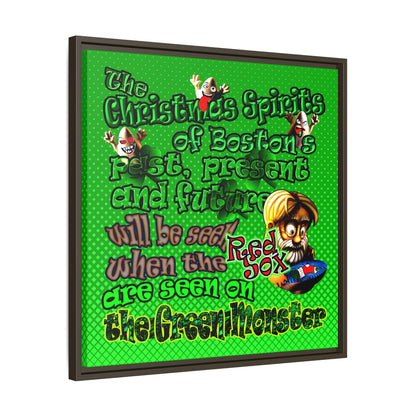 christmas spirits of boston - framed canvas art (logo green)