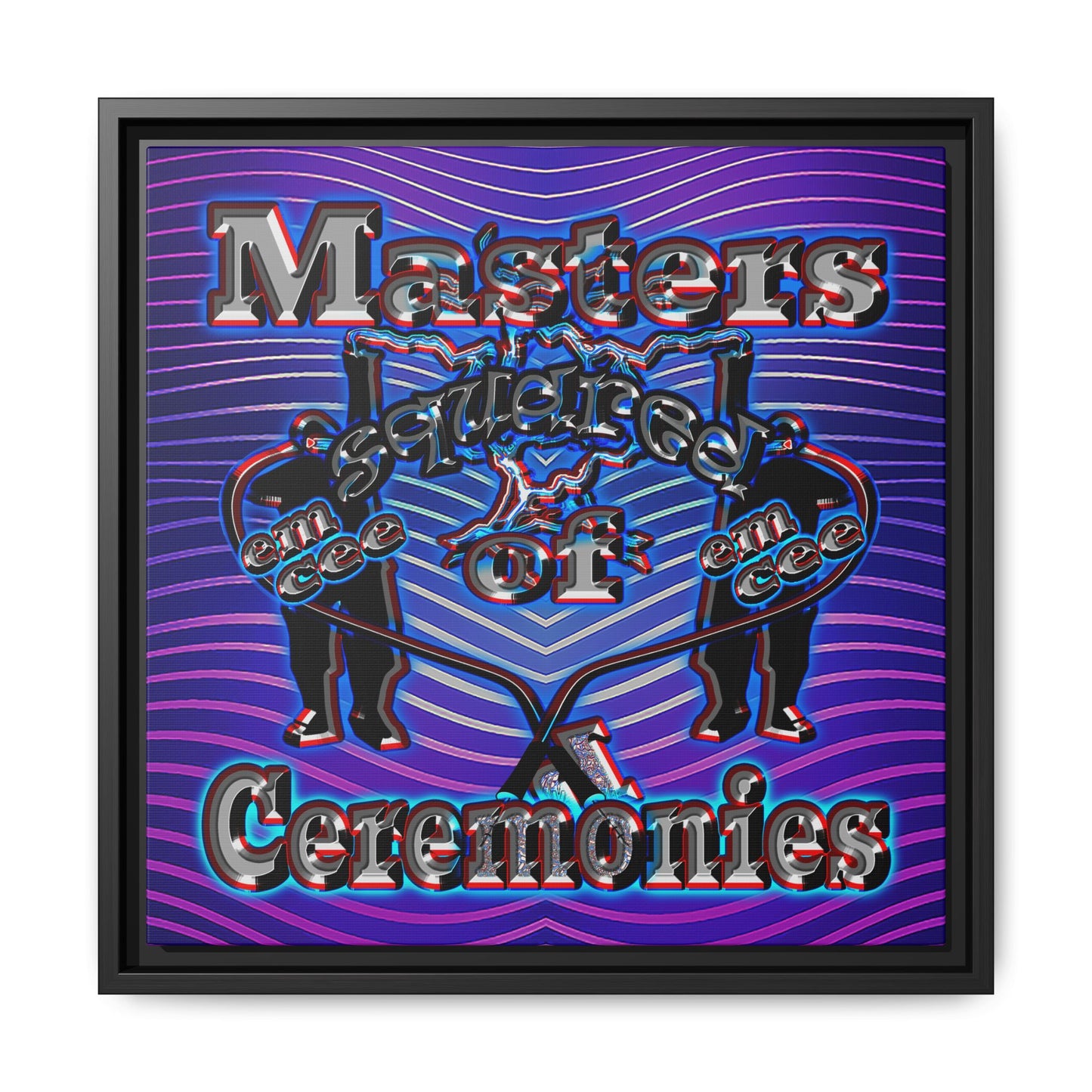 em cee squared - framed canvas art (purple wave)
