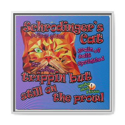 schrodinger's cat - framed canvas art (light blue-purple wave)
