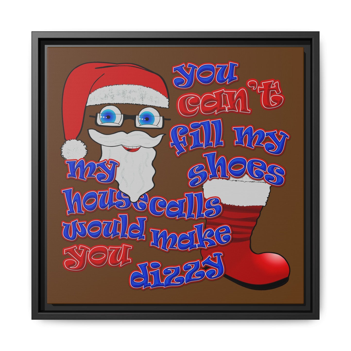 santa's shoes - framed canvas art (brown)