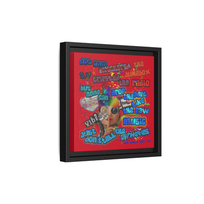 drop the beat - framed canvas art (dark red)