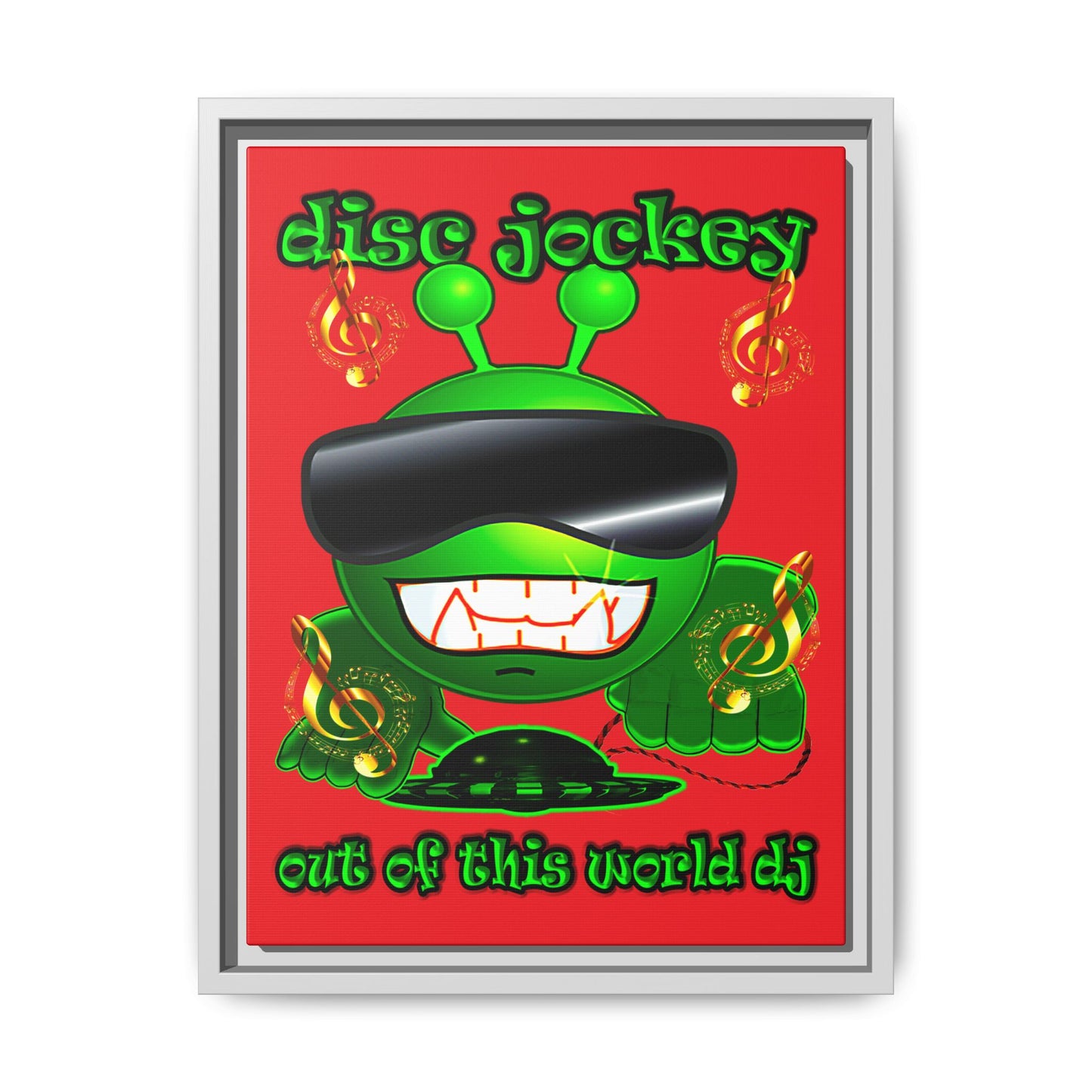 disc jockey - framed canvas art (red)