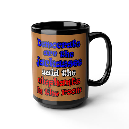 donkeys and elephants - Black Mug (light brown)