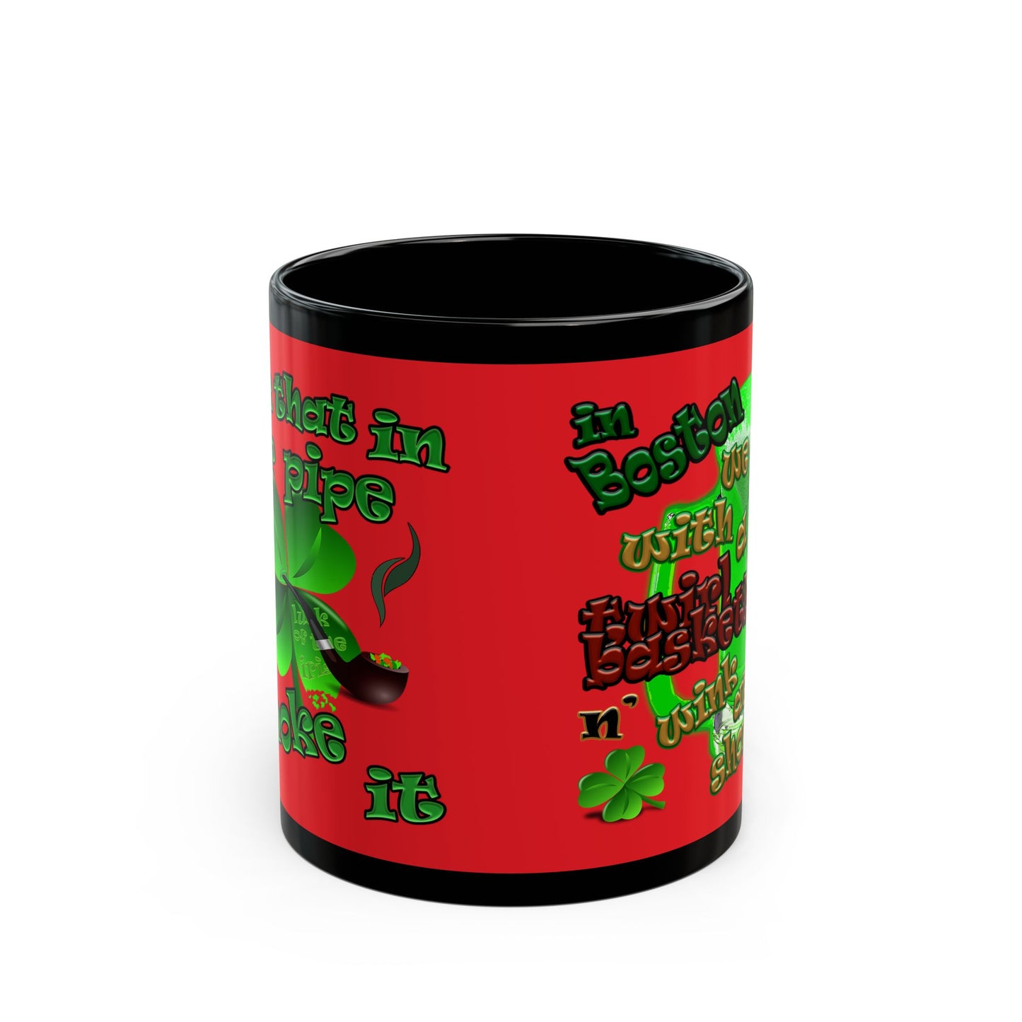 celtics logo - Black Mug (red)