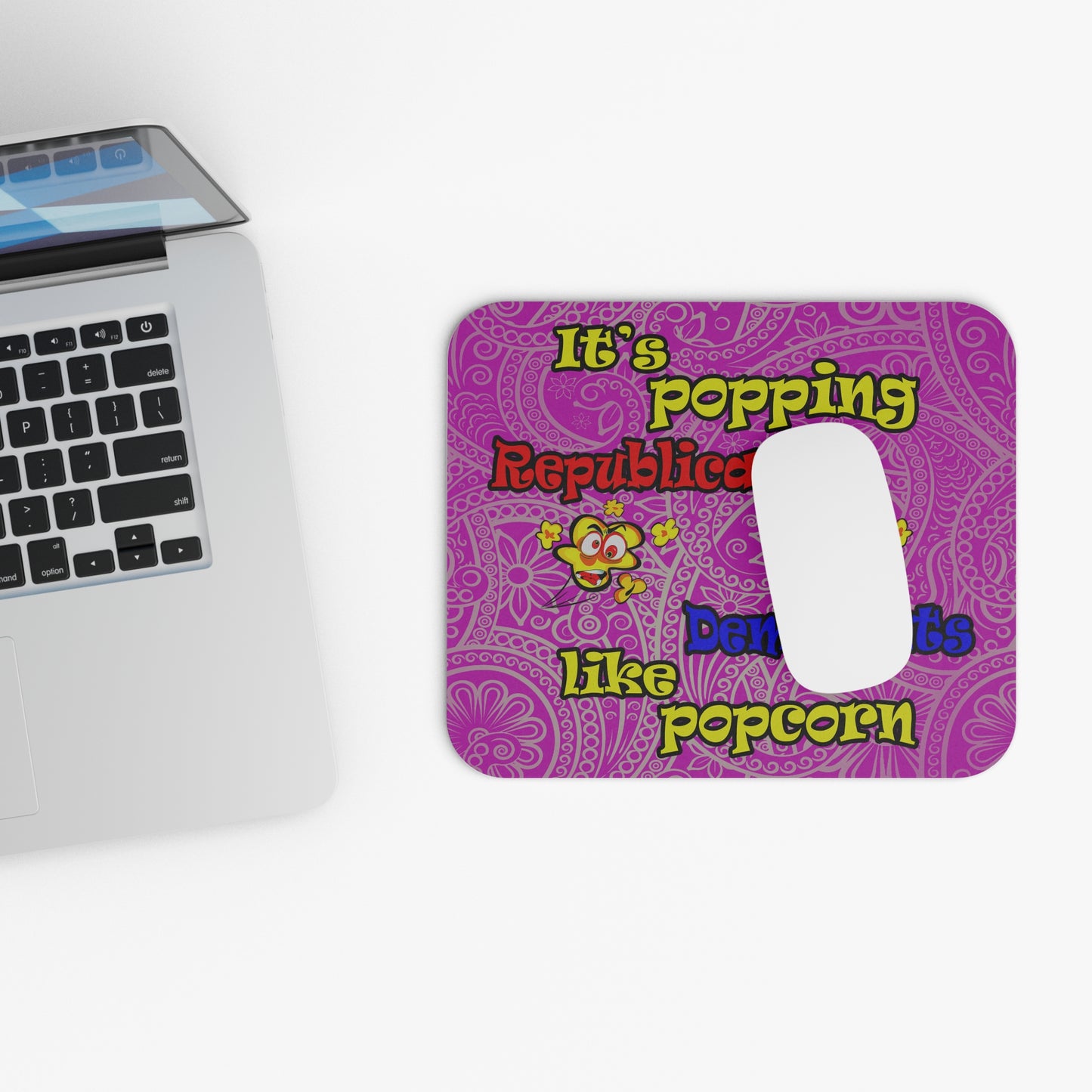 popping like popcorn - Mouse Pad (Rectangle) (pink swirl)