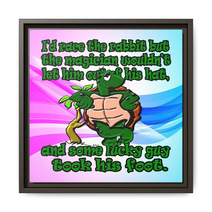 turtle race - framed canvas art (light blue-pink wave)