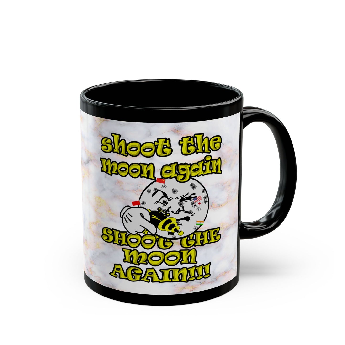 shoot the moon again - Black Mug (white marble)