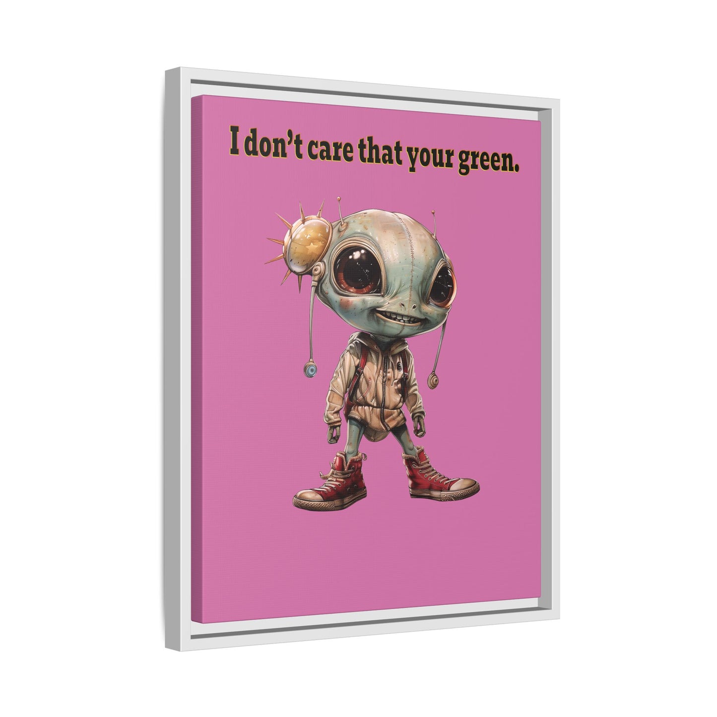 I don't care that your green - framed canvas art (light pink)