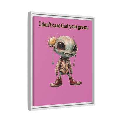 I don't care that your green - framed canvas art (light pink)