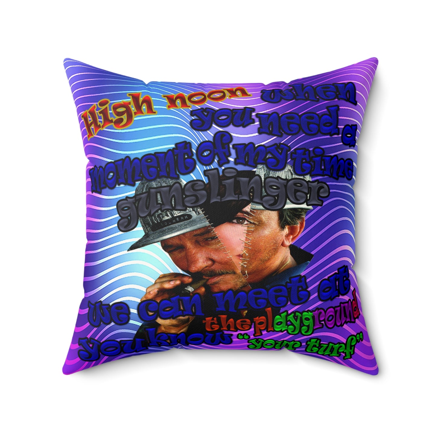 high noon - Faux Suede Square Pillow - (purple wave)