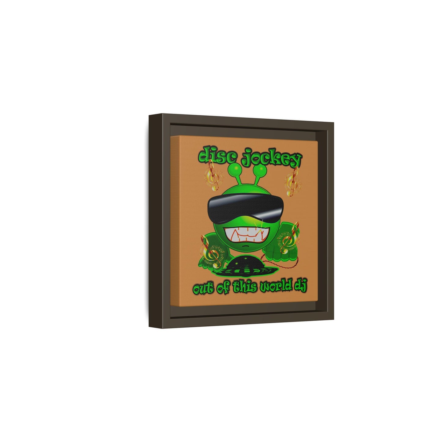 disc jockey - framed canvas art (light brown)