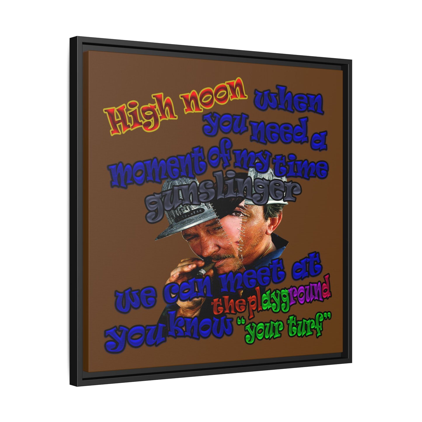 high noon - framed canvas art (brown)