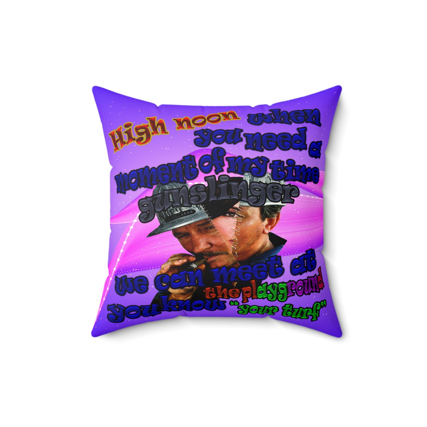 high noon - Spun Polyester Square Pillow - (purple-pink wave)